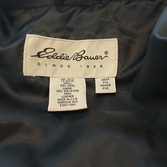 Eddie Bauer men trench coat Glen Plaid tweed leather trim szXXL outdoor business - Picture 8 of 9